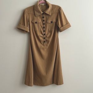 Vintage Diane Von Furstenberg DvF Suede-Feel Collared Camel Dress Size 6